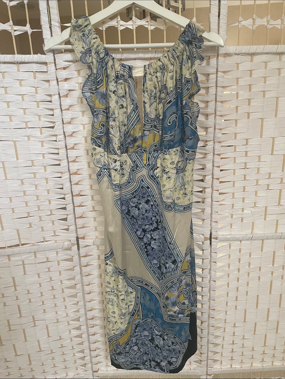 Roberto Cavalli Blue and Yellow Printed Maxi Dress